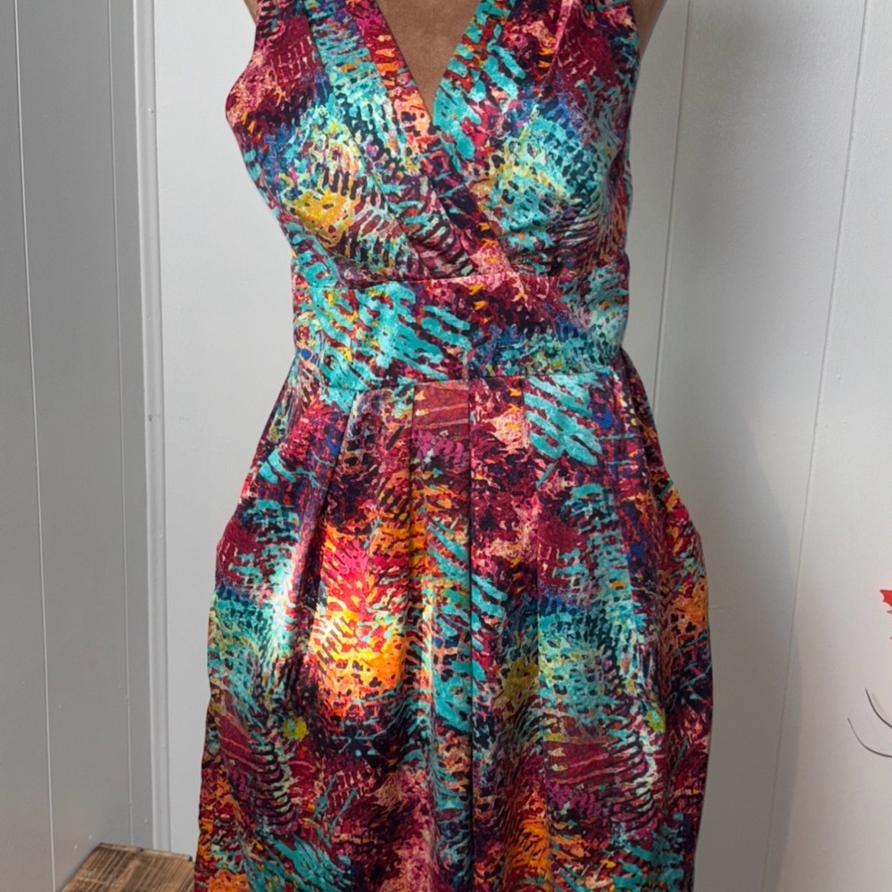 Colorful‎ Corey P size 8 maxi Dress excellent condition Stunning with pockets